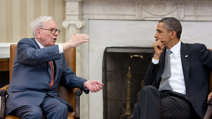 President Barack Obama meets with Warren Buffett, the Chairman of Berkshire Hathaway, in the Oval Office, July 18, 2011. (Official White House Photo by Pete Souza)